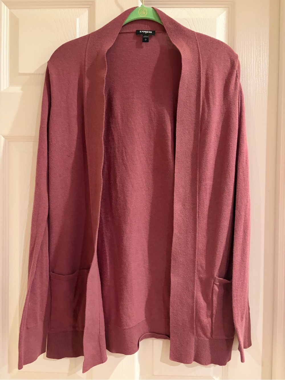 Express Open-Front Cardigan in Mauve Pink-Small